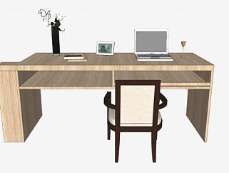 木质书桌椅子写字台SU模型下载_sketchup草图大师SKP模型