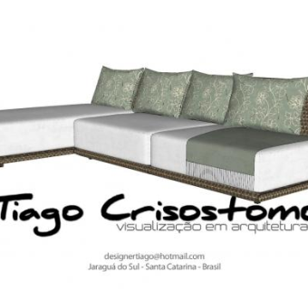 现代简约L型沙发家具SU模型下载_sketchup草图大师SKP模型