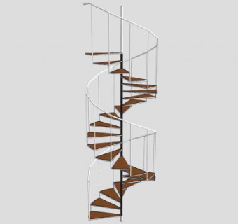 室内旋转楼梯SKP模型下载_sketchup草图大师SKP模型