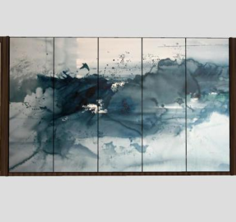 中式屏风背景墙SU模型下载_sketchup草图大师SKP模型