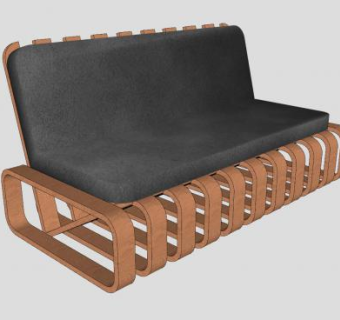 现代木质沙发家具SU模型下载_sketchup草图大师SKP模型