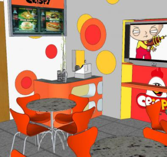 儿童奶茶店饮品店SU模型下载_sketchup草图大师SKP模型