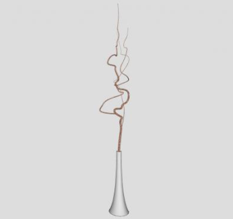 艺术枯枝花瓶SU模型下载_sketchup草图大师SKP模型