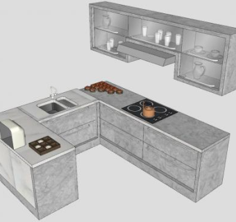 大理石厨房橱柜sketchup模型下载_sketchup草图大师SKP模型