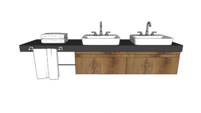 双洗手池浴室柜毛巾SU模型下载_sketchup草图大师SKP模型