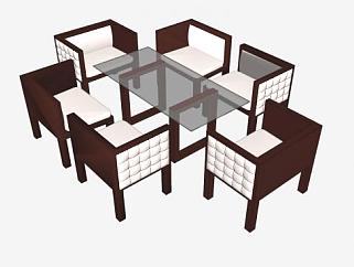 现代六人<em>座</em>餐桌椅SU模型下载_sketchup草图大师SKP模型