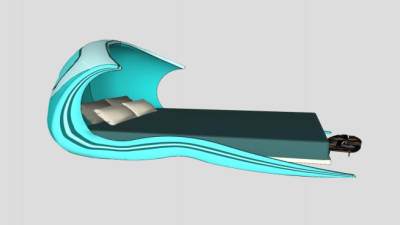 创意大床铺双人床SU模型下载_sketchup草图大师SKP模型