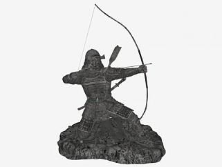 日本武士人物雕像雕塑SU模型下载_sketchup草图大师SKP模型