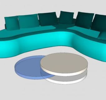 现代蓝色弧形沙发茶几SU模型SU模型下载_sketchup草图大师SKP模型