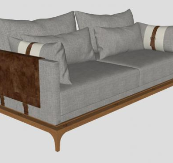 木质灰色直沙发家具SU模型下载_sketchup草图大师SKP模型