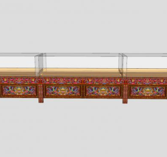 藏式风格珠宝柜台玻璃柜SU模型下载_sketchup草图大师SKP模型