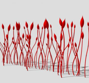 红色花苞雕塑SU模型下载_sketchup草图大师SKP模型