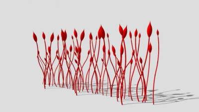 红色花苞雕塑SU模型下载_sketchup草图大师SKP模型