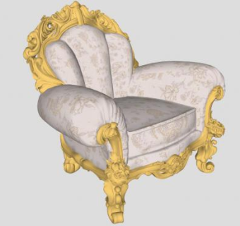 欧式巴洛克沙发椅SU模型下载_sketchup草图大师SKP模型