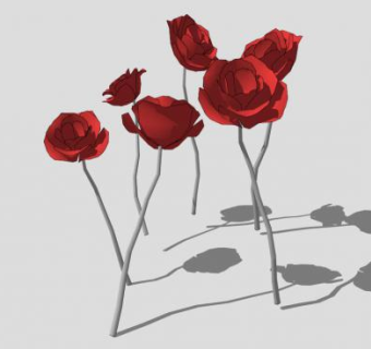 红玫瑰雕塑SU模型下载_sketchup草图大师SKP模型