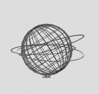 地球仪经纬线艺术雕塑SU模型下载_sketchup草图大师SKP模型