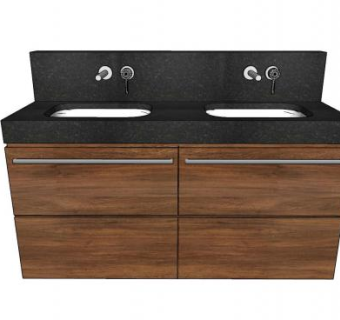 双洗手盆柜SU模型下载_sketchup草图大师SKP模型