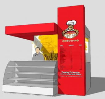 薯条炸货售卖亭SU模型下载_sketchup草图大师SKP模型