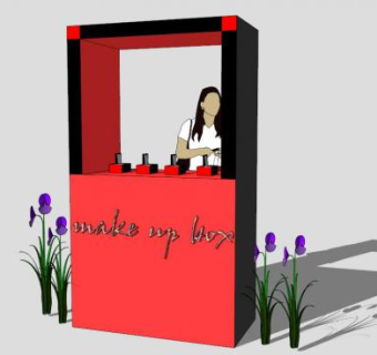 化妆品售卖亭SU模型下载_sketchup草图大师SKP模型