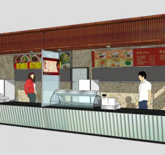 中式米饭快餐店SU模型下载_sketchup草图大师SKP模型