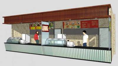 中式米饭快餐店SU模型下载_sketchup草图大师SKP模型