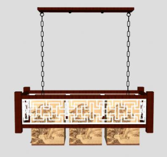 新中式吊灯灯具sketchup模型下载_sketchup草图大师SKP模型