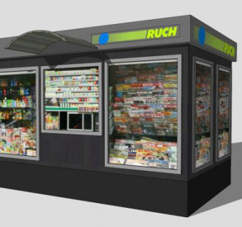 街边报刊亭SU模型下载_sketchup草图大师SKP模型