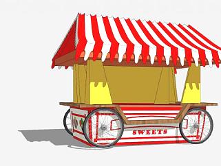 现代移动甜品售卖亭SU模型下载_sketchup草图大师SKP模型
