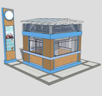 冰激凌甜品售卖亭SU模型下载_sketchup草图大师SKP模型