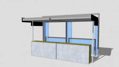 现代街边售卖亭SU模型下载_sketchup草图大师SKP模型