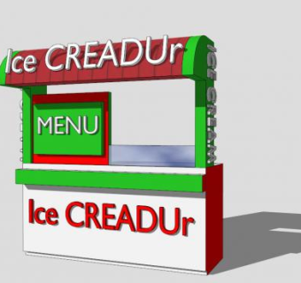 冰激凌售卖亭SU模型下载_sketchup草图大师SKP模型