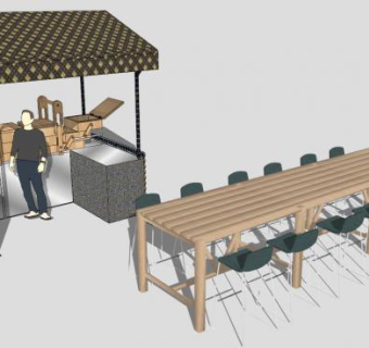 景区快餐售卖亭SU模型下载_sketchup草图大师SKP模型