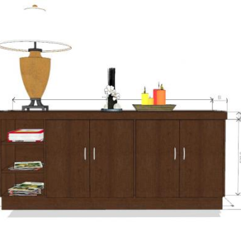 边桌柜子台灯SU模型下载_sketchup草图大师SKP模型