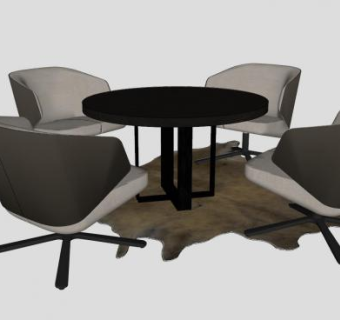 4人座休闲桌椅套装SU模型下载_sketchup草图大师SKP模型