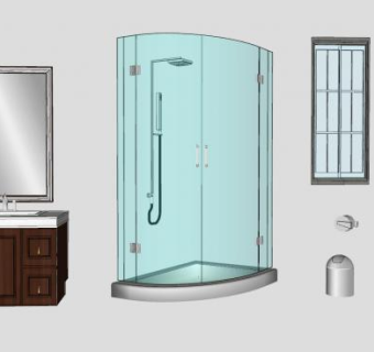 卫浴淋浴房家具摆放SU模型下载_sketchup草图大师SKP模型