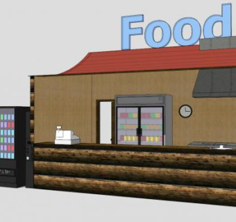 食品快餐售卖亭SU模型下载_sketchup草图大师SKP模型
