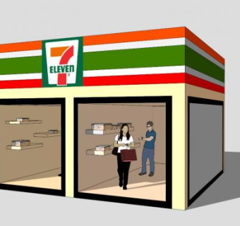 7号便利店SU模型下载_sketchup草图大师SKP模型