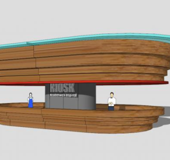 街边木质售卖亭SU模型下载_sketchup草图大师SKP模型