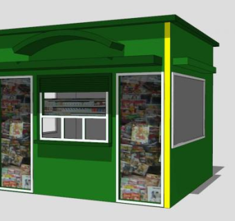 现代报刊亭SU模型下载_sketchup草图大师SKP模型