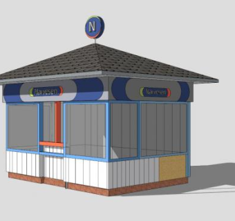 中式景区售卖亭SU模型下载_sketchup草图大师SKP模型