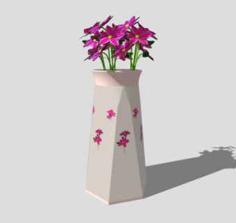 室内摆件花瓶花朵SU模型下载_sketchup草图大师SKP模型