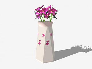 室内摆件花瓶花朵SU模型下载_sketchup草图大师SKP模型