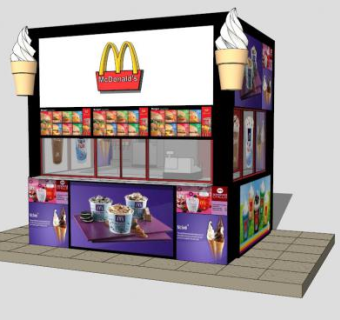 冰淇淋冷饮售卖亭SU模型下载_sketchup草图大师SKP模型