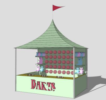 景区打气球摆摊售卖亭SU模型下载_sketchup草图大师SKP模型