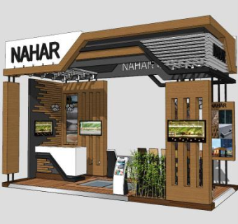 现代简约木头售卖亭SU模型下载_sketchup草图大师SKP模型