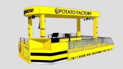 街边小吃黄色售卖亭SU模型下载_sketchup草图大师SKP模型