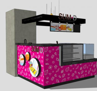 甜品小吃售卖亭SU模型下载_sketchup草图大师SKP模型