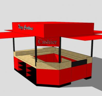现代红色售卖亭SU模型下载_sketchup草图大师SKP模型