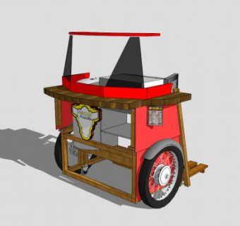 冰淇淋移动售卖亭SU模型下载_sketchup草图大师SKP模型
