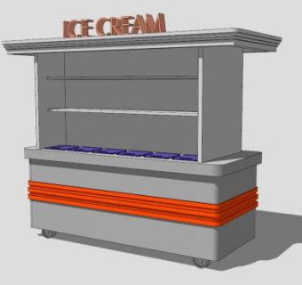 冰淇淋临时售卖亭SU模型下载_sketchup草图大师SKP模型